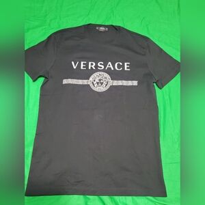 Versace Black T-Shirt with White Medusa Logo Size "M"
